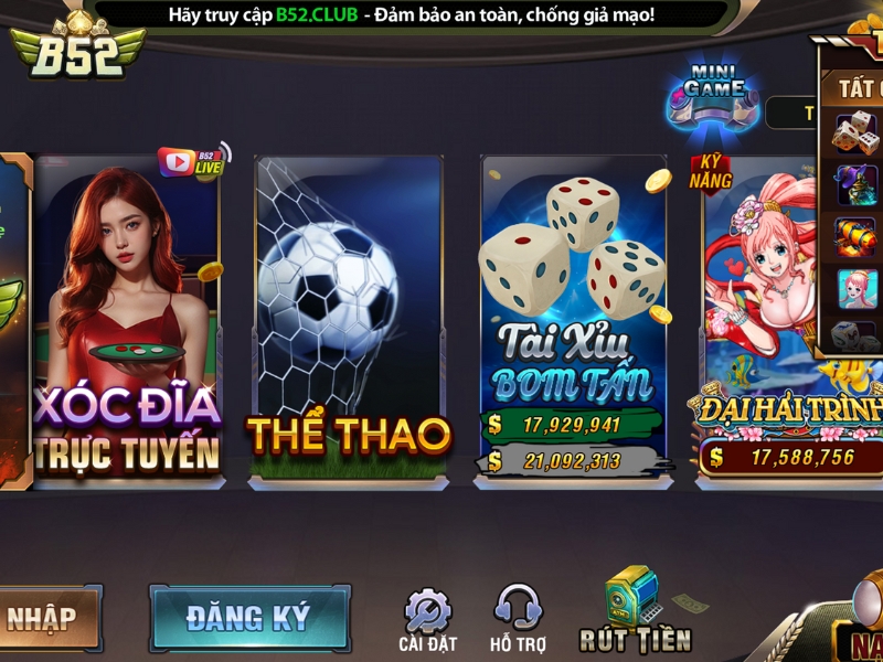 Giao diện app live tài xỉu uy tín B52 thân thiện với người dùng
